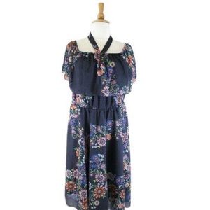 Eloquii Floral Mystique Off Shoulder Midi Dress Blue Multi Size 20